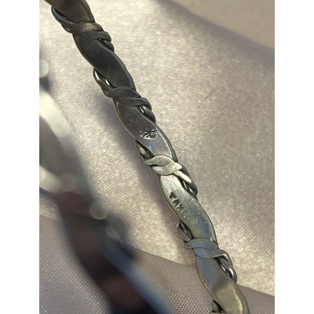 Vintage Taxco Sterling Silver 925 Rope Detail Bangle Bracelet Minimalist Design - Picture 3 of 13